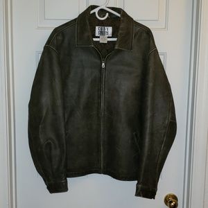 Leather bomber jacket